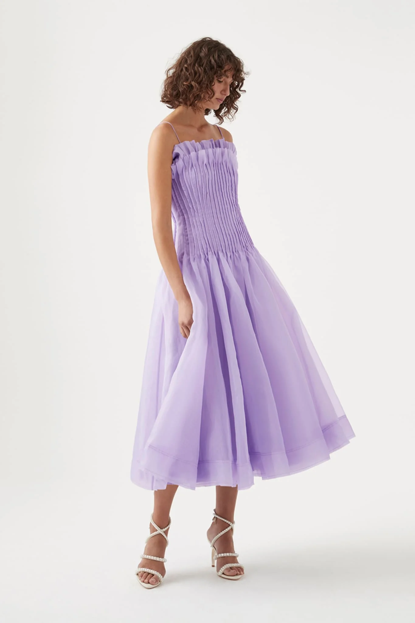 Horizon Pintucked Midi Dress