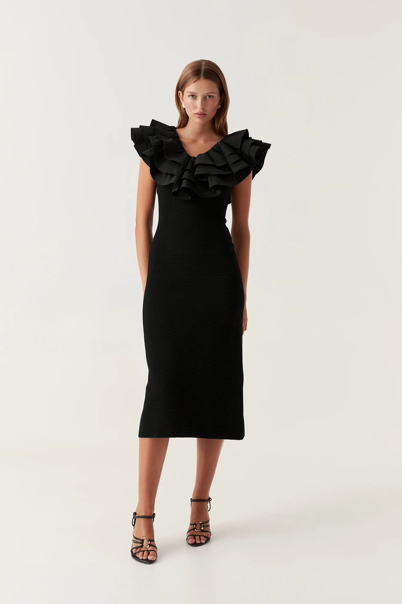 Transcendent Ruffle Midi Dress